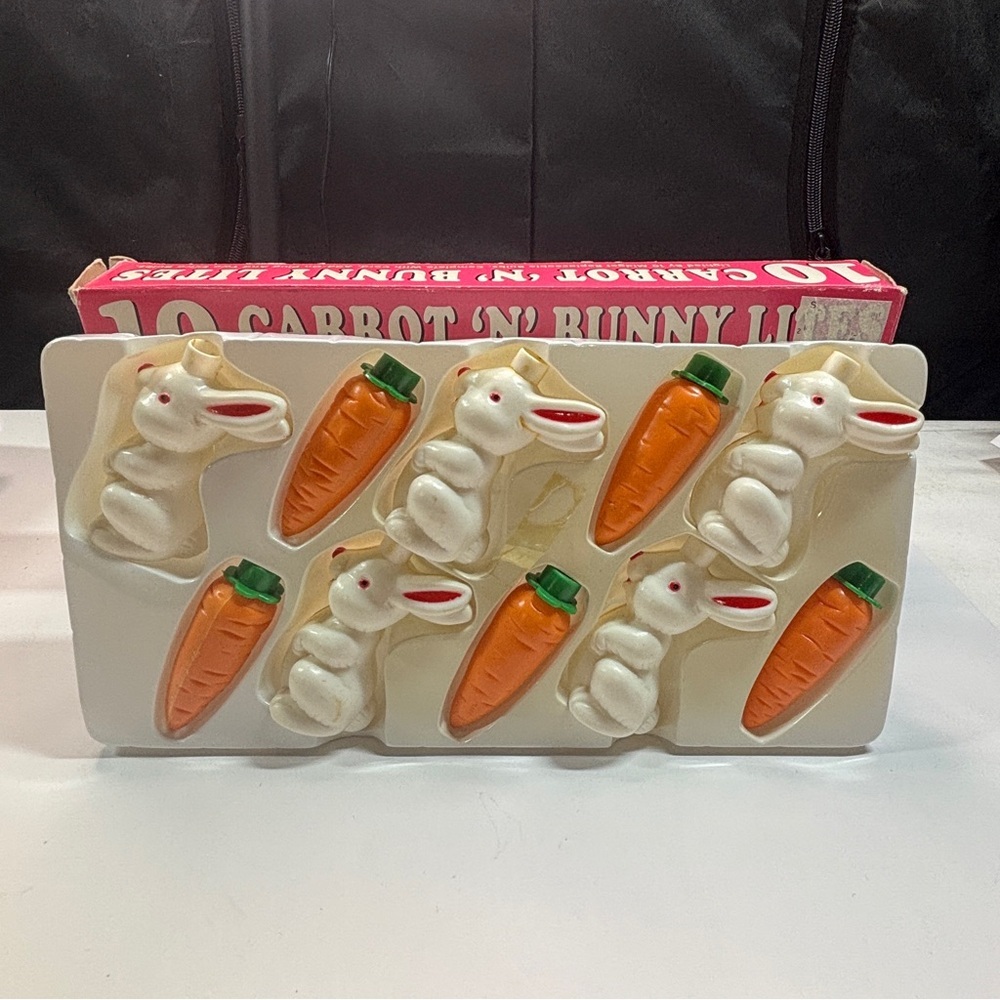 Vintage Carrot N Bunny Lights Blow Mold String Lights Easter - Picture 8 of 14